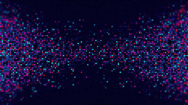 Vibrant digital pattern with colorful squares creating mesmerizing visual effect, ideal for backgrounds or tech related designs