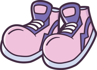 Pair of pink children school shoes Vector Illustration Icon. Flat Cartoon Style
