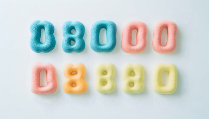 Colorful numbers made of sweet treats