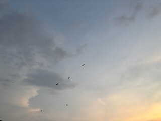 beautiful evening sky, natural blue orange gradient background, light to dark transition atmosphere