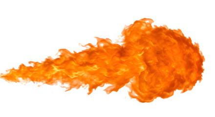 Fiery orange flames explode against a black background.