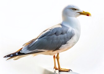 Fototapeta premium Isolated Seagull, White Background, Bird, Wildlife, Aerial Drone Photography