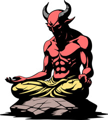 Design of demon in meditation pose