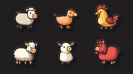 Fototapeta premium Cute farm animal illustrations (1)