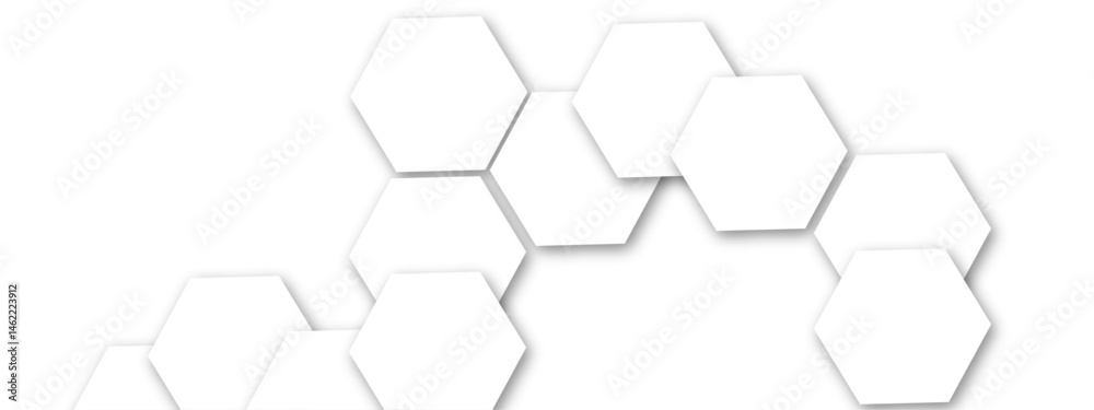 Poster abstract hexagon geometric technology 3d white and grey light structure featuring a polygonal honeyc
