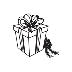 Gift Box Silhouette Clip art with Bow