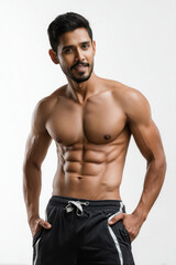 Fototapeta premium young indian muscular man standing on white background