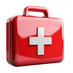 Obraz premium Red first aid kit with white cross.