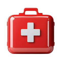 Obraz premium Red first aid kit with white cross.