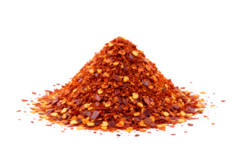 A vibrant mound of crushed red pepper flakes, ready to add fiery flavor to your dish.