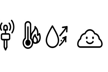 Obraz premium Compost‑IoT icons merging stick, bar, droplet, arrow, face