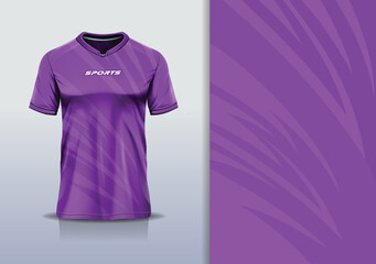 T-shirt mockup abstract curve line flash jersey design for football, soccer, racing, esports, running, in purple color