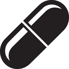 Pill Icon in Silhouette Vector | Clean Black Vector Art Illustration for Pharmacy Themes