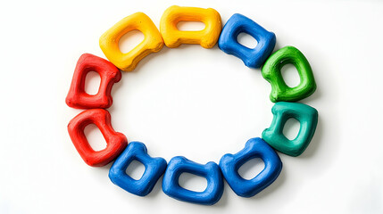 Fototapeta premium Colorful plastic shapes circle frame