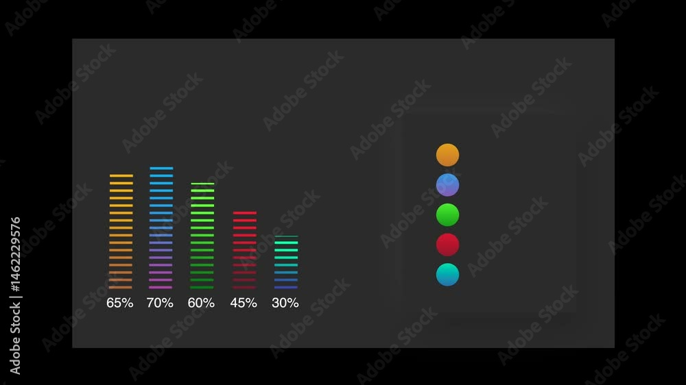 Aufkleber Animated bar graph visually representing data percentages with colorful elements