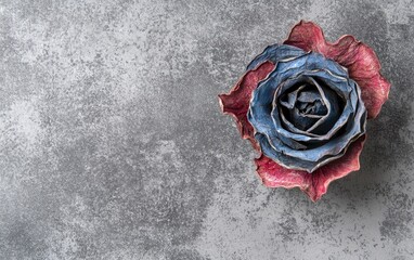 Blue and Red Rose on Gray Textured Background