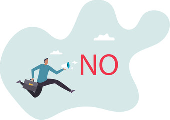 Learn to say no, leadership skill to manage workload, refuse to do wrong thing or time management .character for design.