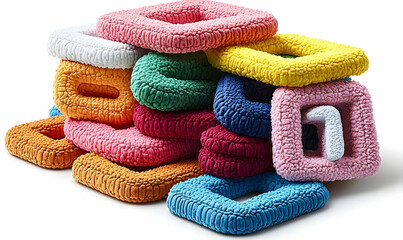 Colorful plush stacked building blocks