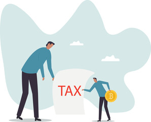 Fototapeta premium Crypto currency tax, government make crypto investor to pay tax for capital gain or profit.character for design.