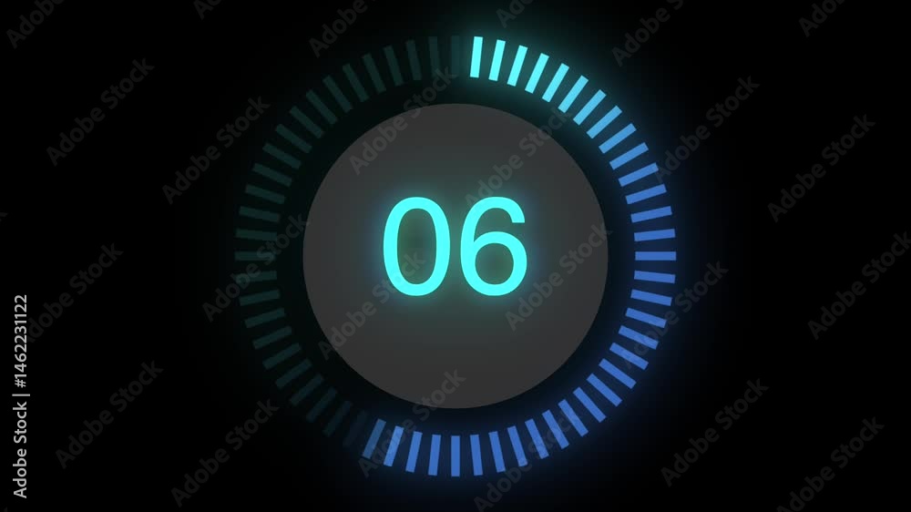 Poster untdigital countdown timer from ten to zero on a black background animation