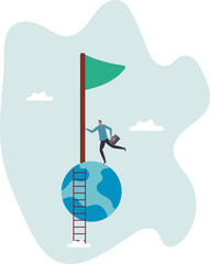 Winning world or global business success, international opportunity to grow and expand business, worldwide career development.character for design.