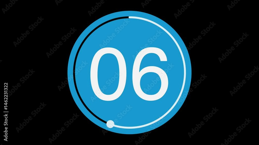 Poster Digital countdown timer from ten to zero on a black background animation
