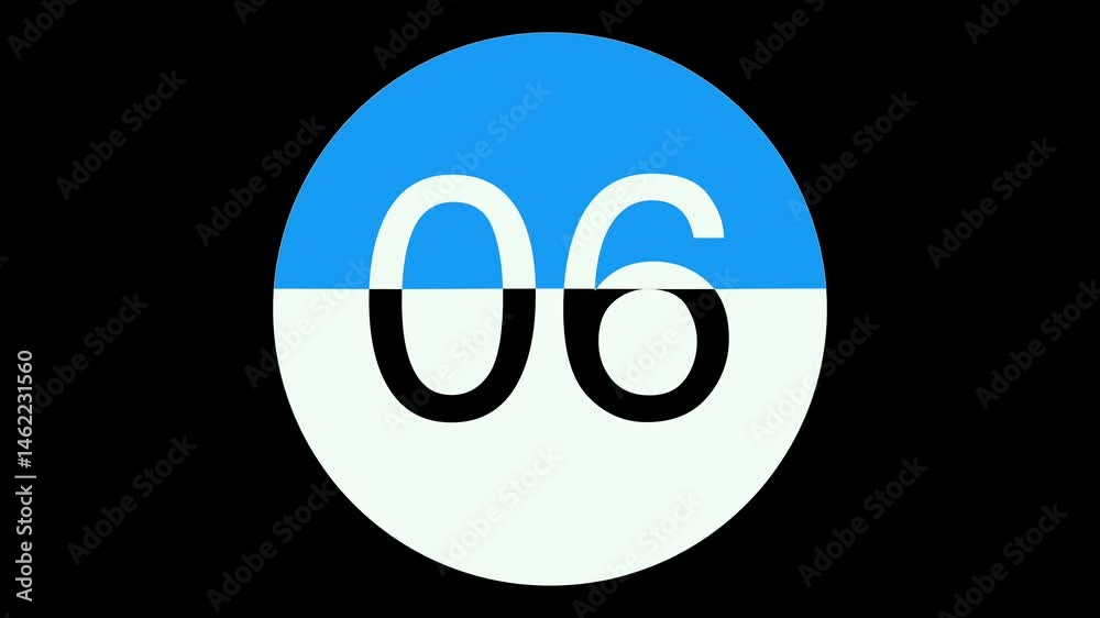 Poster Countdown timer from ten to zero with a blue and white color scheme on black background