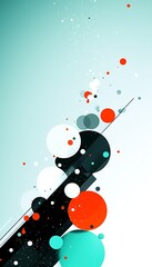 Obraz premium Abstract circles and lines in teal, red, white, and black