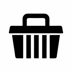 Black Toolbox Vector Icon – Flat Tool Case Symbol