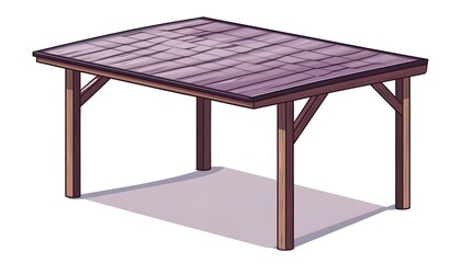 A simple, rustic wooden shelter with a gabled roof