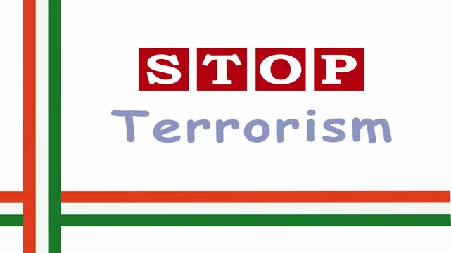 Indian Flag ribbon with Stop Terrorism text background . 
