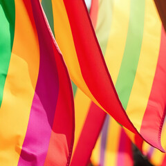 LGBTQI Pride Event with Vibrant Rainbow Flags and Soft Lighting