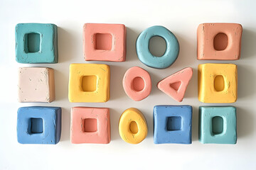 Colorful geometric clay shapes