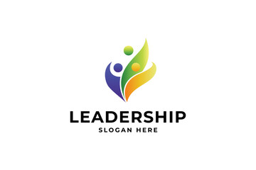 Leadership logo design for community, training and networking vector logo template