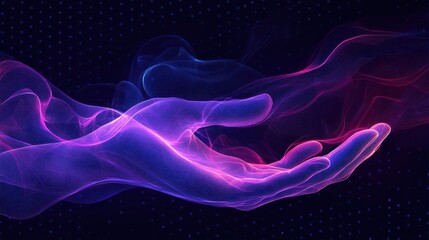 Fototapeta premium Abstract Digital Art: Intertwined Hands in a Nebula of Purple and Blue