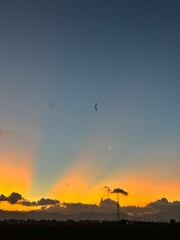 beautiful evening sky, natural blue orange gradient background, light to dark transition atmosphere