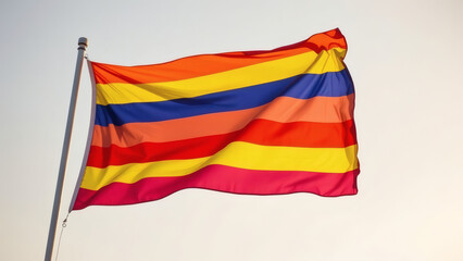 Rainbow Pride Flag Waving Against a Clear Morning Sky