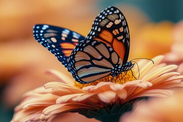 Fototapeta premium Monarch Butterfly on a Flower: A Stunning Close-up