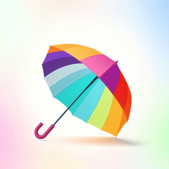 Rainbow LGBT umbrella tilted on soft gradient background light