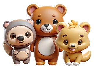 A cute brown teddy bear animal with a heart illustration