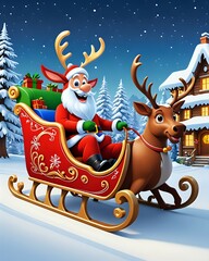 Santa Claus in his sleigh, Christmas Eve magic