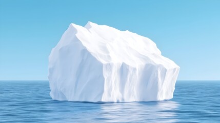Obraz premium A large, irregular iceberg floats in calm, blue ocean water under a clear sky