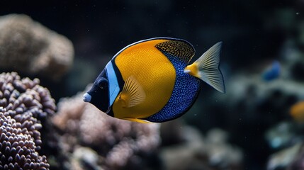 Vibrant tropical fish in coral reef environment.