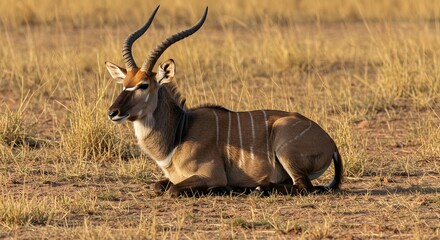 Fototapeta premium Nyala Resting in African Grassland