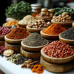 Colorful spice collection display