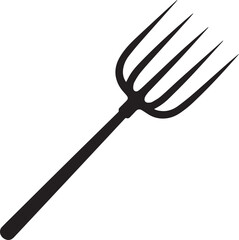 Pitchfork Tool in Silhouette Vector | Black Vector Art Illustration for Farming Designs