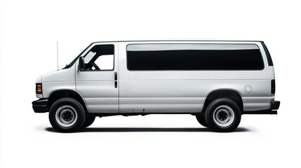 Profile view of a light-gray passenger van on a white background.