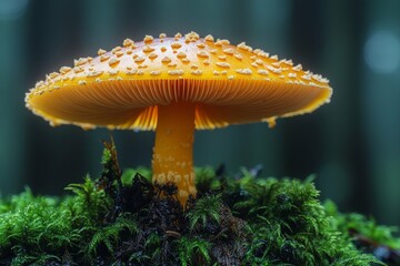 Fototapeta premium Magnificent Yellow Mushroom in the Forest