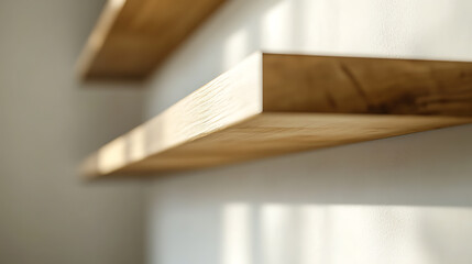 Close-Up of Wooden Floating Shelves