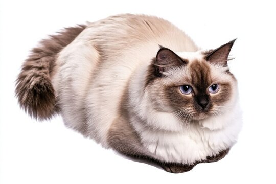 a birman cat isolated on a white background, ultra-realistic, real photo